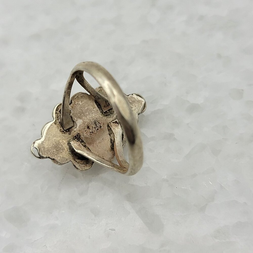 925 Sterling Silver Coral Ring 6.5 - Picture 5 of 6